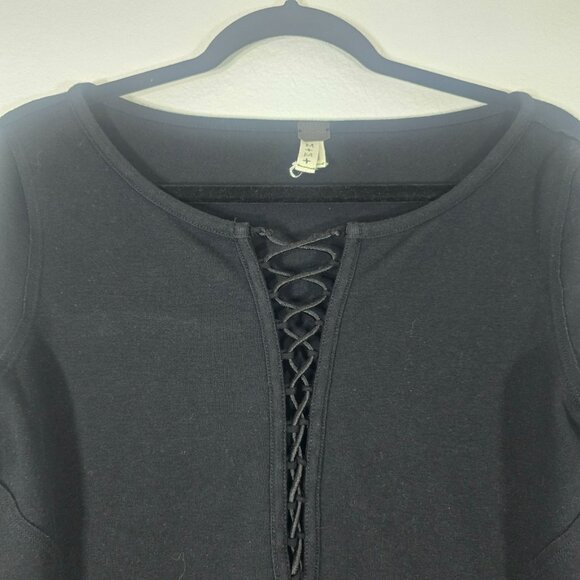 We the Free People Jacqui Blouse Top Women Medium Black Lace Up V-Neck Outdoor - Picture 6 of 8